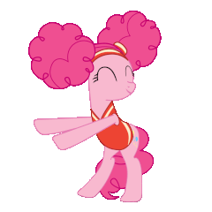 Size: 240x240 | Tagged: safe, derpibooru import, pinkie pie, earth pony, pony, buckball season, alternate hairstyle, animated, bipedal, gif, image, loop, pinktails pie, simple background, transparent background