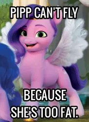 Size: 720x981 | Tagged: safe, derpibooru import, edit, pipp petals, pegasus, pony, g5, g5 pegasi can't fly, headcanon, image, op is a duck, png, solo, text