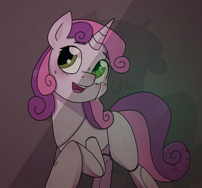 Size: 3593x3339 | Tagged: safe, artist:krautvan, derpibooru import, sweetie belle, pony, robot, unicorn, crying, drawing, image, jpeg, laughing, sad, sweetie bot