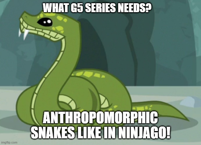 Size: 691x500 | Tagged: safe, derpibooru import, edit, edited screencap, screencap, antoine, python, snake, she talks to angel, cropped, g5, image, jpeg, meme, ninjago, snek, text