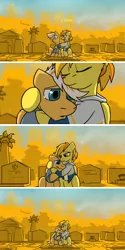 Size: 1280x2556 | Tagged: safe, artist:captainhoers, derpibooru import, spitfire, oc, oc:seahawk, pegasus, pony, firestarter spitfire, alternate hairstyle, brother and sister, cemetery, clothes, comic, crying, female, gravestone, hoodie, hug, image, male, mare, png, ponytail, siblings, stallion