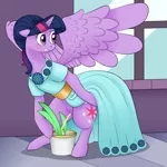 Size: 7000x7000 | Tagged: explicit, derpibooru import, twilight sparkle, twilight sparkle (alicorn), alicorn, pony, clothes, commission, desperation, dress, fetish, image, need to pee, nudity, omorashi, png, potty emergency, potty time, solo, squatting, urine, vulva, watersports