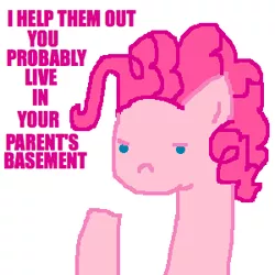 Size: 300x300 | Tagged: safe, artist:askpinkiepieandfriends, derpibooru import, pinkie pie, earth pony, pony, annoyed, ask, female, image, mare, png, simple background, solo, tumblr, white background