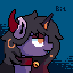 Size: 256x256 | Tagged: suggestive, artist:bitassembly, derpibooru import, oc, oc:rivibaes, pony, succubus, succubus pony, unicorn, ahegao, animated, bell, bell collar, blue insides, collar, gif, image, open mouth, pixel art, simple background, tongue out