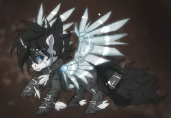Size: 700x483 | Tagged: safe, artist:thegamercolt, derpibooru import, oc, oc:thegamercolt, earth pony, pony, belt, clothes, costume, fake wings, halloween, halloween costume, holiday, image, jpeg, leather straps, scar, solo, tight clothing, unkempt mane, unkempt tail, wingblade