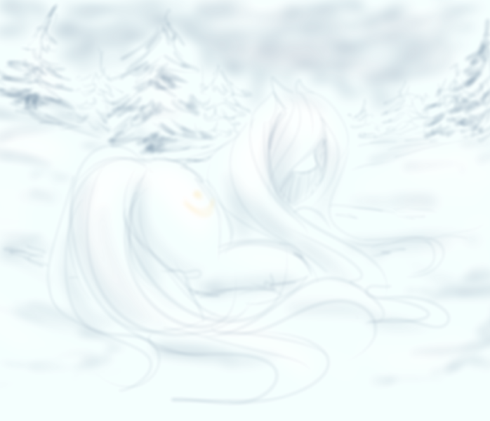 Size: 2909x2500 | Tagged: safe, artist:anonymous, oc, oc:cirrus wisp, unofficial characters only, pony, taiga pony, female, fog, image, long hair, lying down, mare, png, snow, snowfall, solo