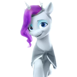 Size: 2580x2580 | Tagged: safe, artist:vernorexia, derpibooru import, edit, edited screencap, screencap, pipp petals, rarity, pony, unicorn, my little pony: a new generation, cloak, clothes, eyeshadow, g4 to g5, g5, headband, image, makeup, open mouth, png, recolor, simple background, smiling, solo, transparent background