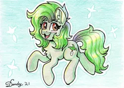 Size: 2043x1463 | Tagged: safe, artist:dandy, derpibooru import, oc, oc:ronda radish, ponified, unofficial characters only, earth pony, food pony, original species, pony, art trade, blushing, chest fluff, colored pencil drawing, ear fluff, female, food, image, looking at you, mare, open mouth, png, radish, signature, solo, traditional art