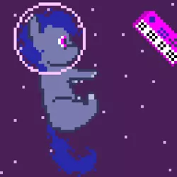 Size: 500x500 | Tagged: safe, artist:saangosu, derpibooru import, oc, oc:saangosu, unofficial characters only, pony, helmet, image, keyboard, musical instrument, piano, pixel art, png, space