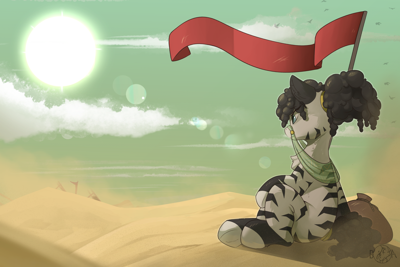 2573512 safe, derpibooru import, oc, oczu'hra, zebra, desert, flag