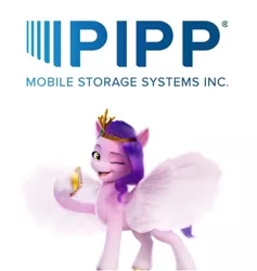 Size: 1496x1580 | Tagged: safe, derpibooru import, edit, edited screencap, screencap, pipp petals, pegasus, pony, my little pony: a new generation, g5, image, jpeg, logo, namesake, pun, visual pun