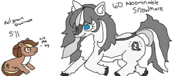 Size: 1199x529 | Tagged: safe, artist:anonymous, ponybooru import, oc, oc:the abominable snowmare, unofficial characters only, earth pony, pony, taiga pony, 1000 hours in ms paint, dialogue, duo, female, image, mare, meme, pale belly, png, simple background, white background