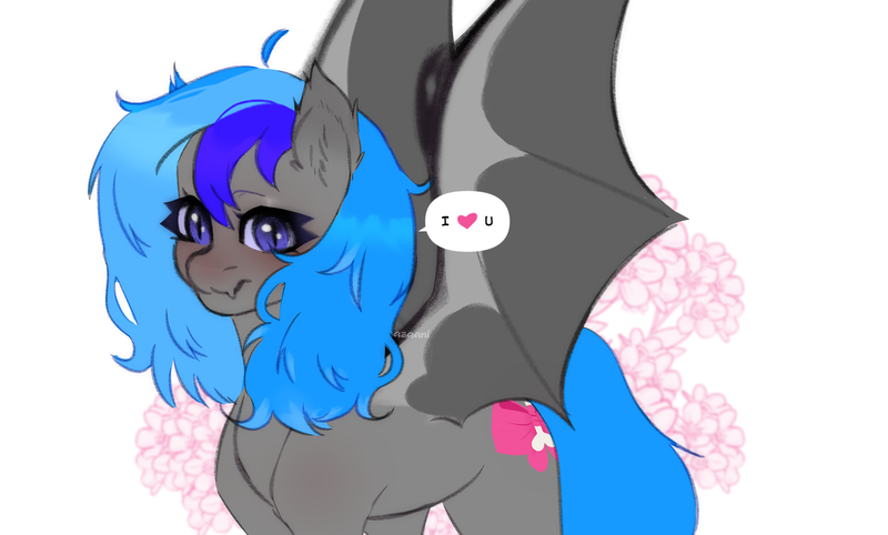 Size: 2022x1218 | Tagged: safe, artist:azaani, derpibooru import, oc, oc:pip, bat pony, pony, bat pony oc, bat wings, image, png, solo, speech bubble, wings