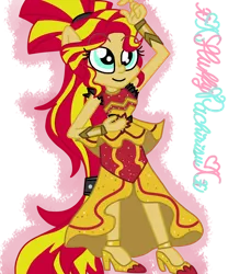 Size: 1024x1229 | Tagged: safe, artist:xxfluffypachirisuxx, derpibooru import, sunset shimmer, pony, dance magic, equestria girls, spoiler:eqg specials, clothes, dress, image, png, simple background, solo, transparent background