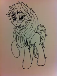 Size: 1936x2592 | Tagged: safe, artist:zombietator, derpibooru import, ponified, earth pony, pony, black butler, glasses, image, jpeg, lineart, raised hoof, smiling, solo, traditional art