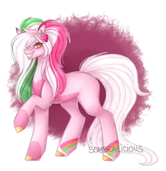 Size: 1280x1323 | Tagged: safe, artist:sombralicious, derpibooru import, oc, oc:strawberry quinn, unofficial characters only, earth pony, pony, female, image, png, raised hoof, solo