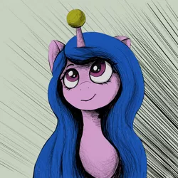 Size: 3000x3000 | Tagged: safe, artist:jearknds, derpibooru import, izzy moonbow, pony, unicorn, ball, bust, female, g5, horn, hornball, image, izzy's tennis ball, png, solo, tennis ball