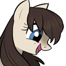 Size: 650x650 | Tagged: safe, artist:marbo, ponybooru import, oc, oc:frosty flakes, unofficial characters only, pony, taiga pony, /mlp/, blaze (coat marking), bust, coat markings, excited, female, image, mare, open mouth, open smile, png, portrait, side view, simple background, smiling, solo, transparent background