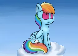 Size: 1003x720 | Tagged: safe, artist:puppyhowler, derpibooru import, rainbow dash, pegasus, pony, cloud, female, image, jpeg, sky, solo