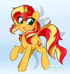 Size: 1926x2048 | Tagged: safe, artist:tinykiru, derpibooru import, sunset shimmer, pony, unicorn, :3, cheek fluff, cute, ear fluff, female, image, jpeg, leg fluff, mare, open mouth, shimmerbetes, solo