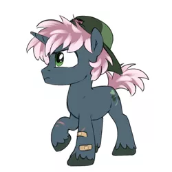 Size: 680x680 | Tagged: safe, artist:jewellier, derpibooru import, oc, oc:clover patch, unofficial characters only, pony, unicorn, cap, hat, image, male, oda 997, png, simple background, stallion, young