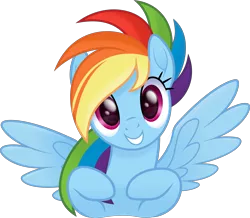 Size: 5000x4367 | Tagged: safe, artist:negatif22, derpibooru import, rainbow dash, pegasus, pony, my little pony: pony life, .svg available, alternate hairstyle, bust, cute, dashabetes, female, g4.5 to g4, image, looking at you, mare, movie accurate, png, portrait, simple background, smiling, solo, spread wings, transparent background, vector, wings