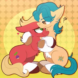 Size: 2000x2000 | Tagged: safe, artist:saveraedae, derpibooru import, hitch trailblazer, sprout cloverleaf, earth pony, pony, my little pony: a new generation, spoiler:my little pony: a new generation, belly fluff, cheek fluff, chest fluff, cuddling, cute, ear fluff, g5, gay, hitchsprout, hug, image, jpeg, male, one sided shipping, shipping