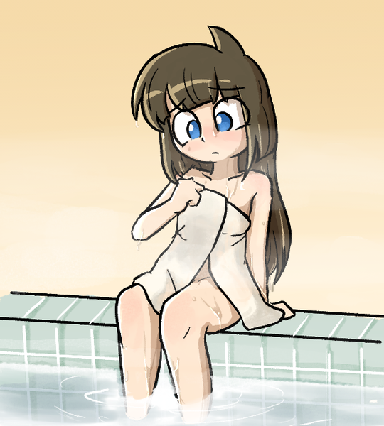 Size: 581x645 | Tagged: suggestive, artist:spheedc, banned from derpibooru, ponybooru import, oc, oc:sphee, unofficial characters only, human, bath, female, humanized, humanized oc, image, lolicon, naked towel, onsen, png, solo, solo female, steam, towel, underage