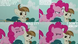 Size: 1280x720 | Tagged: safe, derpibooru import, edit, edited screencap, editor:quoterific, screencap, featherweight, pinkie pie, earth pony, pony, season 5, the one where pinkie pie knows, colt, female, image, male, mare, open mouth, png