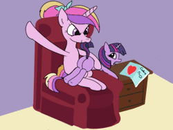 Size: 640x480 | Tagged: suggestive, artist:rusticanon, derpibooru import, princess cadance, twilight sparkle, pony, unicorn, abuse, animated, female, filly, filly twilight sparkle, gif, image, over the knee, spanking, twilybuse, younger