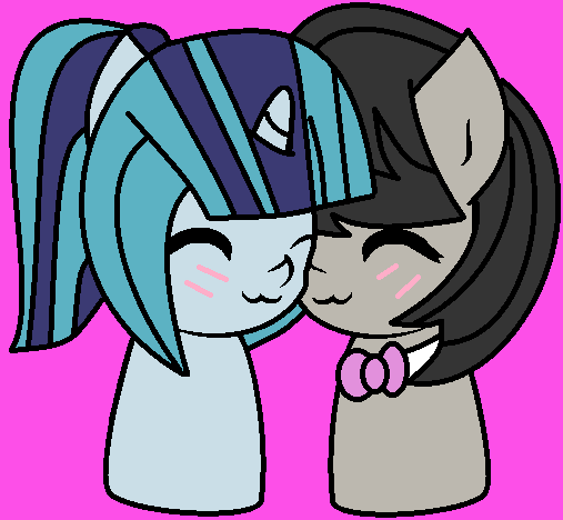 Size: 507x468 | Tagged: safe, artist:jadeharmony, derpibooru import, octavia melody, sonata dusk, chibi, cute, female, image, lesbian, png, shipping, sonatabetes, sontavia