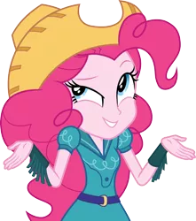 Size: 3000x3400 | Tagged: safe, artist:cloudyglow, derpibooru import, pinkie pie, equestria girls, friendship games, .ai available, clothes, cowboy hat, female, hat, high res, image, png, simple background, solo, transparent background, vector