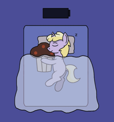 Size: 1332x1427 | Tagged: safe, artist:gogglesparks, derpibooru import, dinky hooves, pony, unicorn, animated, charging, female, food, gif, image, muffin, sleeping, solo