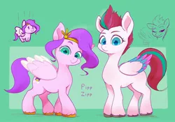 Size: 2820x1970 | Tagged: safe, artist:noupu, derpibooru import, pipp petals, zipp storm, pegasus, pony, duo, female, g5, image, jpeg, mare, siblings, sisters