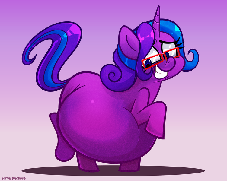 Size: 4000x3192 | Tagged: suggestive, artist:metalface069, derpibooru import, earth pony, pony, belly, big belly, commission, fat, glasses, grin, image, nervous, nervous grin, png, smiling, walking, your character here