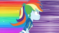 Size: 3410x1920 | Tagged: safe, derpibooru import, screencap, rainbow dash, equestria girls, equestria girls series, holidays unwrapped, spoiler:eqg series (season 2), breasts, clothes, cutie mark, cutie mark on clothes, dashing through the mall, female, geode of super speed, high res, hoodie, image, jewelry, jpeg, magical geodes, necklace, rainbow trail, solo