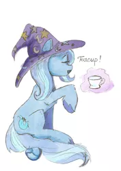 Size: 1543x2183 | Tagged: safe, artist:ardilya, derpibooru import, trixie, pony, unicorn, cup, digital art, halloween, holiday, image, jpeg, simple background, sketch, teacup