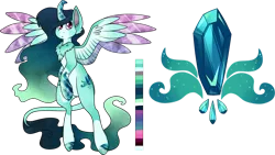 Size: 1280x722 | Tagged: safe, artist:velnyx, derpibooru import, oc, oc:emerald glimmer, alicorn, pony, colored wings, female, image, mare, multicolored wings, png, simple background, solo, transparent background, wings