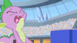Size: 600x338 | Tagged: safe, derpibooru import, spike, dragon, equestria games (episode), animated, edited gif, eyes closed, gif, image, inhaling, puffed chest, solo, torch