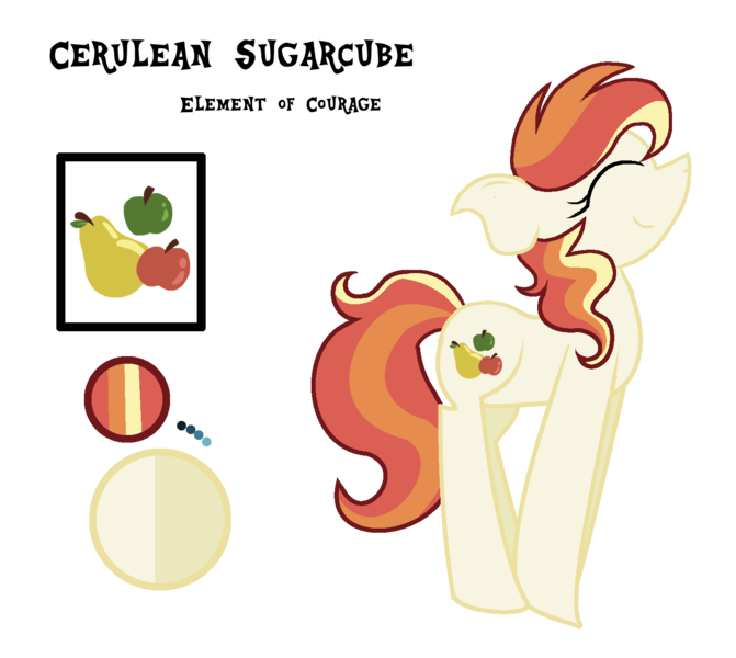 Size: 1502x1344 | Tagged: safe, artist:gallantserver, derpibooru import, oc, oc:sugarcube, unofficial characters only, earth pony, pony, female, filly, image, magical lesbian spawn, offspring, parent:applejack, parent:rainbow dash, parents:appledash, png, reference sheet, simple background, solo, transparent background