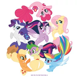 Size: 700x700 | Tagged: safe, derpibooru import, applejack, fluttershy, pinkie pie, rainbow dash, rarity, spike, twilight sparkle, alicorn, butterfly, fish, insect, mermaid, pony, puffer fish, seapony (g4), my little pony: the movie, apple, applejack's hat, balloon, blonde hair, blue eyes, blue hair, blue skin, blue wings, closed mouth, cowboy hat, cutie mark, diamond, dorsal fin, eyelashes, female, fin wings, fins, fish tail, flowing mane, flowing tail, food, green eyes, green hair, hat, horn, image, looking at you, mermaid tail, multicolored hair, open mouth, orange hair, orange skin, pink hair, pink mane, pink skin, png, purple eyes, purple hair, purple skin, purple wings, rainbow, rainbow hair, red eyes, red hair, render, seaponified, seapony applejack, seapony fluttershy, seapony pinkie pie, seapony rainbow dash, seapony rarity, seapony twilight, simple background, smiling, sparkles, species swap, spike the pufferfish, tail, white background, white skin, wings, yellow hair, yellow skin, yellow wings