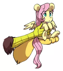Size: 3658x4096 | Tagged: safe, artist:chub-wub, derpibooru import, discord, fluttershy, draconequus, pegasus, pony, cute, female, holding a pony, image, it's dangerous to go alone, jpeg, male, mare, shyabetes, simple background, smol, solo focus, white background