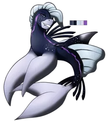 Size: 900x1000 | Tagged: safe, artist:halloween-jester, derpibooru import, oc, unofficial characters only, hybrid, merpony, sea pony, seapony (g4), dorsal fin, fins, fish tail, flippers, flowing tail, image, looking at you, male, png, purple eyes, shark fin, simple background, smiling, solo, tail, teeth, transparent background
