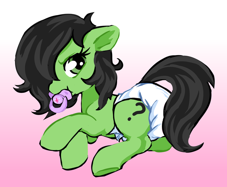 Size: 3400x2800 | Tagged: suggestive, artist:onc3l3rphobix, derpibooru import, oc, oc:anonfilly, unofficial characters only, pony, :t, crossed legs, cute, cutie mark, diaper, diaper fetish, female, fetish, filly, floppy ears, frown, gradient background, grumpy, hair over one eye, image, looking at you, lying down, pacifier, png, scrunchy face, solo, twilight's cutie mark, underhoof