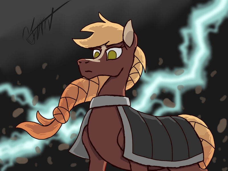 Size: 1920x1440 | Tagged: safe, artist:ma5teroftheuniv3rse, derpibooru import, oc, oc:sila, horse, them's fightin' herds, community related, image, jpeg, lightning, signature, solo, tfh oc