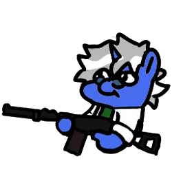 Size: 256x256 | Tagged: safe, derpibooru import, oc, oc:weird science, as val, gun, image, png, simple background, squatpony, transparent background, weapon