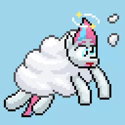 Size: 512x512 | Tagged: safe, artist:nitobit, derpibooru import, zipp storm, pegasus, pony, my little pony: a new generation, circling stars, cloud, crash, dizzy, female, g5, image, mare, pixel art, png, solo, stuck