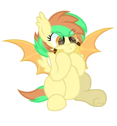 Size: 2600x2800 | Tagged: safe, artist:ponkus, derpibooru import, oc, oc:banana blitz, unofficial characters only, bat pony, hybrid, pegasus, pony, banana, commission, cute, female, food, hybrid wings, image, mare, png, solo, wings