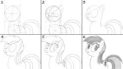 Size: 1920x1080 | Tagged: safe, artist:roseluck, derpibooru import, roseluck, earth pony, pony, black and white, female, grayscale, image, looking at you, mare, monochrome, pencil drawing, png, scrunchy face, show accurate, simple background, solo, step by step, traditional art, white background, wip