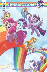 Size: 825x1252 | Tagged: safe, artist:michela cacciatore, derpibooru import, idw, applejack, fluttershy, glory, lickety split, minty (g1), morning glory, pinkie pie, rainbow dash, rarity, twilight sparkle, twilight sparkle (alicorn), alicorn, earth pony, pegasus, unicorn, spoiler:comic, spoiler:comicgenerations04, comic, female, g1, image, jpeg, mane six, my little pony: generations, rainbow